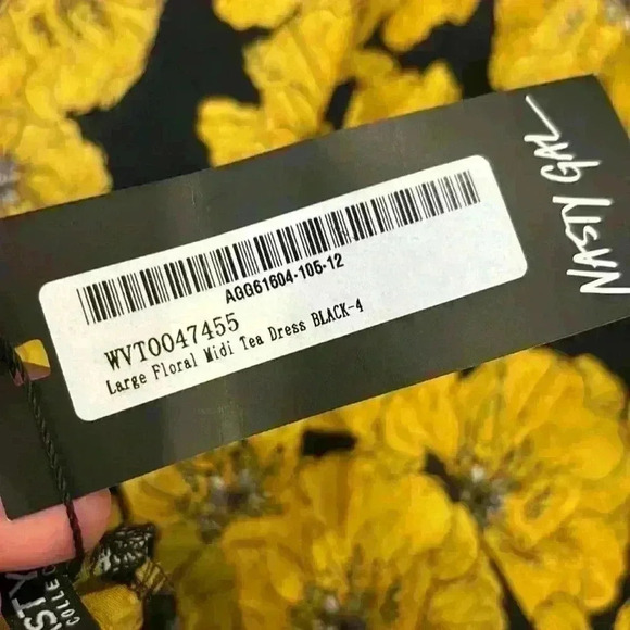 Nasty Gal Floral Tea Midi  Dress Long Sleeve Size zero - Picture 7 of 7